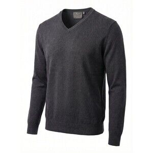 Murano V-Neck Sweater 100% Extra Fine Merino Wool Mens XL Heather Gray Preppy